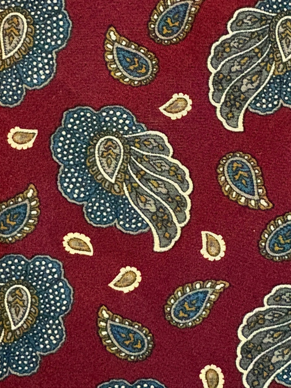 Vintage Oscar de la Renta Burgundy Silk Paisley Tie 90s Couture Wide Blade 3.75”